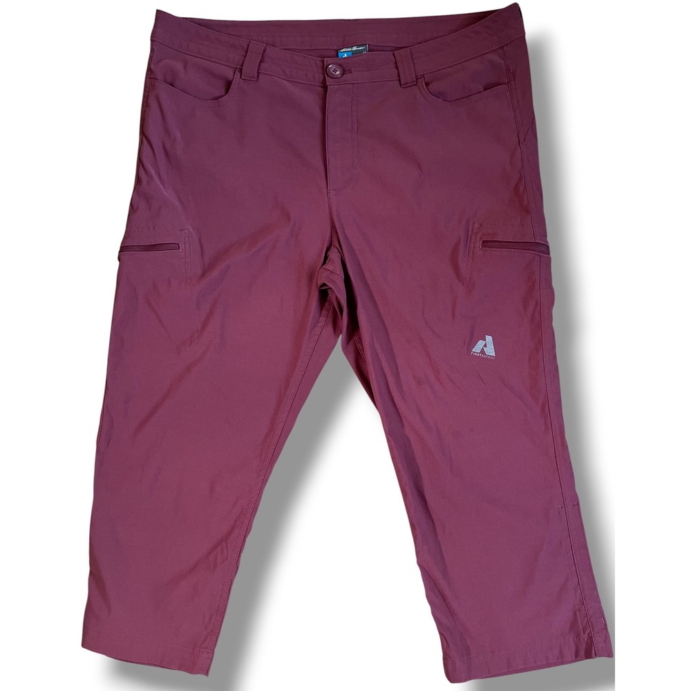 Eddie Bauer First Ascent Hiking Pants Women 14 Maroon Capri Cargo Outdoor Trek